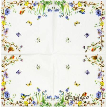 Serwetka decoupage VILLEROY&BOCH ptaszki i polne kwiatki 33x33cm